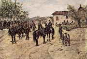 Giovanni Fattori Rast der Kavallerieeinheit oil painting